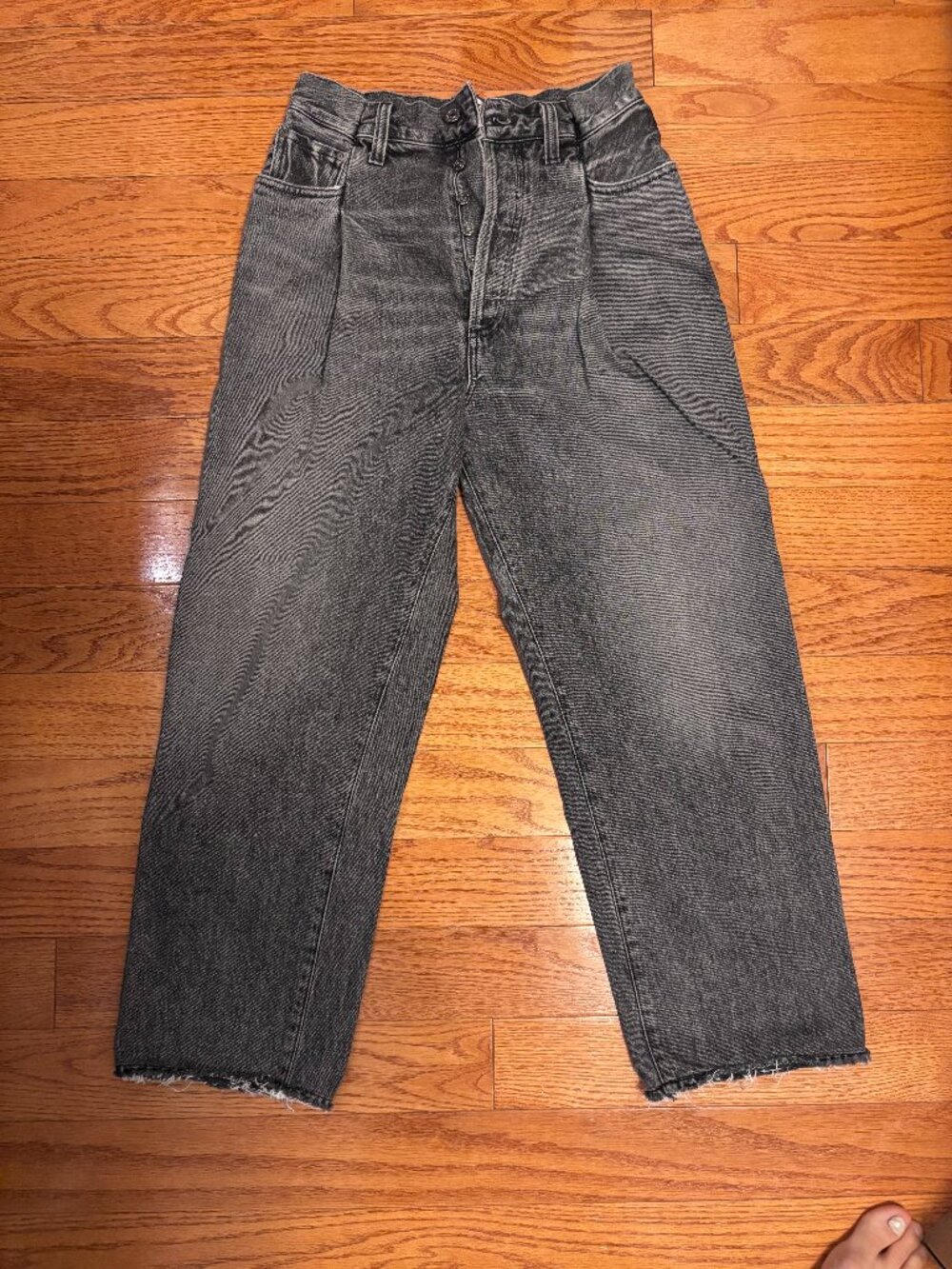 Agolde Ankle Wide Leg Pleated Waistband Jeans Denim Sideline